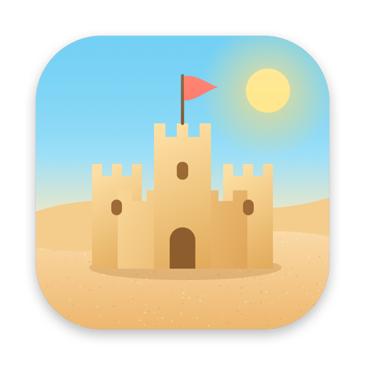 Sandbox app icon: a sandcastle with a red flag